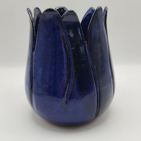 Hand Crafted Cobalt Blue Pottery Tulip Vase, By H.Franklin - Picture 8 of 8